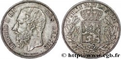 BELGIQUE 5 Francs Léopold II 1873  TTB 