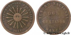 ARGENTINA 2 Centavos Confédération Argentine soleil 1854 Birmingham VF 