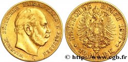 ALLEMAGNE - PRUSSE 10 Mark Guillaume empereur d&nbsp;Allemagne, roi de Prusse, 2e type 1877 Berlin