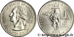 ÉTATS-UNIS D AMÉRIQUE 1/4 Dollar Illinois : Abraham Lincoln, limites de l’état, vue d’une ferme et les gratte-ciels de Chicago 2003 Denver