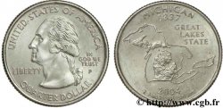 ÉTATS-UNIS D AMÉRIQUE 1/4 Dollar Michigan : “Great lakes state” limite de l’état et les grands lacs 2004 Philadelphie 
