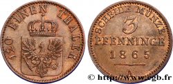 GERMANY - PRUSSIA 3 Pfenninge Royaume de Prusse écu à l’aigle 1865 Berlin AU 