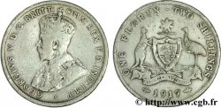 AUSTRALIA 1 Florin Georges V / émeu et kangourou de part et d’autre d’un écu 1917 Melbourne - M VF 