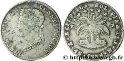 BOLIVIA 4 Soles portrait de Bolivar lauré / lamas sous palmier 1854 Potosi
