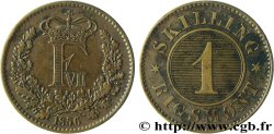 DANEMARK 1 Skilling Rigsmont monograme de Frédéric VII 1856 Altona TB+ 