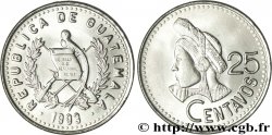 GUATEMALA 25 Centavos emblème au quetzal / femme portant la coiffe traditionelle 1993 