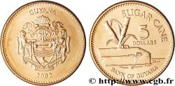 GUYANA 5 Dollars armes du Guyana / canne à sucre 2002 