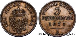 GERMANY - PRUSSIA 3 Pfenninge Royaume de Prusse écu à l’aigle 1871 Berlin AU 