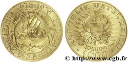 AUSTRIA 1000 Schilling or, millénaire de l&nbsp;Autriche, Aigle héraldique aux armes de l&nbsp;Autriche / le duc Frédéric II de Babenberg à cheval et en armure 1976 Vienne MS 