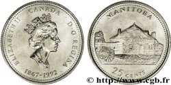 CANADA 25 Cents 125e anniversaire de la Confédération : Manitoba :  Elisabeth II  1992 