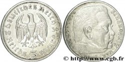 ALLEMAGNE 5 Reichsmark Maréchal Paul von Hindenburg 1936 Muldenhütten - E TTB 