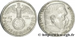 ALLEMAGNE 5 Reichsmark aigle surmontant une swastika / Maréchal Paul von Hindenburg 1939 Berlin