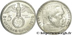 ALLEMAGNE 5 Reichsmark aigle surmontant une swastika / Maréchal Paul von Hindenburg 1939 Stuttgart - F