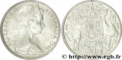 AUSTRALIE 50 Cents Elisabeth II / émeu et kangourou de part et d’autre d’un écu 1966  SUP 