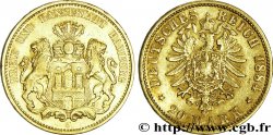 GERMANY - HAMBURG FREE CITY 20 Mark or Ville libre et hanséatique d&nbsp;Hambourg : armes de la ville / aigle impérial 1884 Hambourg - J