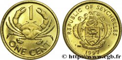 SEYCHELLES 1 Cent emblème / crabe de vase 1997 