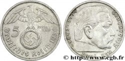 ALLEMAGNE 5 Reichsmark Maréchal Paul von Hindenburg 1936 Muldenhütten - E TTB 
