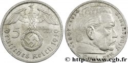 ALLEMAGNE 5 Reichsmark aigle surmontant une swastika / Maréchal Paul von Hindenburg 1939 Vienne - B