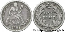 UNITED STATES OF AMERICA 1 Dime Liberté assise 1891 Philadelphie VF 
