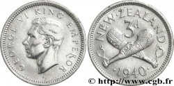 NOUVELLE-ZÉLANDE 3 Pence Georges VI / patus maoris croisés 1940  SUP 