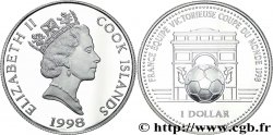 COOK ISLANDS 1 Dollar victoire de la France à coupe du monde de football : Elisabeth II / arc de triomphe 1998  MS 