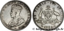 AUSTRALIE 1 Florin Georges V / émeu et kangourou de part et d’autre d’un écu 1933 Melbourne