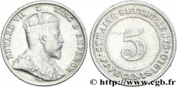MALAYSIA - STRAITS SETTLEMENTS 5 Cents Straits Settlements Edouard VII 1910 Bombay XF 