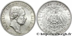 ALLEMAGNE - SAXE 3 Mark Frédéric Auguste roi de Saxe / armes couronnées entourée de deux mineurs 1913 Dresde SUP 