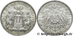 ALEMANIA - CIUDAD LIBRE DE HAMBURGO 3 Mark armes de la ville / aigle impérial héraldique 1913 Hambourg - J EBC 