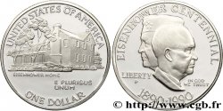 ÉTATS-UNIS D&nbsp;AMÉRIQUE 1 Dollar BE centenaire de la naissance du général Eisenhower : vues de profil / sa maison de Gettysburg 1990 Philadelphie - P SPL 