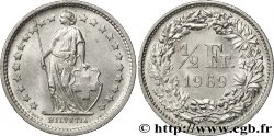 SUISSE 1/2 Franc Helvetia 1969  SUP 