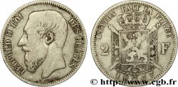 BELGIQUE 2 Francs Léopold II légende française 1867 