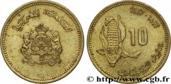 MOROCCO 10 Santimat série FAO AH 1407 emblème / épi de maïs 1987 