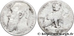 BELGIQUE 50 Centimes Léopold II légende en français / lion 1901 