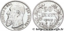 BÉLGICA 50 Centimes Léopold II légende en français 1909 