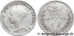 ROYAUME-UNI 3 Pence Victoria “Bun Head” 1840  TB+ 