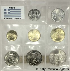 GREECE lots 10, 20 et 50 lepta, 1, 2, 5, 10 et 20 Drachmes aigle 1973  MS 