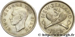 NEW ZEALAND 3 Pence Georges VI / patus maoris croisés 1952  AU 