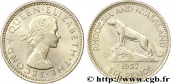 RHODÉSIE ET NYASSALAND 6 Pence Elisabeth II / lion 1957 