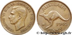 AUSTRALIE 1 Penny Georges VI / grand kangourou 1943 Perth TTB 