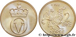 NORVÈGE 2 Ore monograme couronné du roi Olav V / Gallinule (poule d’eau) 1972 Konsberg SUP 