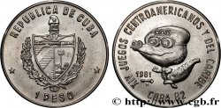 CUBA 1 Peso armes / XIVe jeux Centramérique et Caraïbe La Havane ‘82 : mascotte 1981 