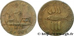 REINO UNIDO (TOKENS) 1 Penny “Cornish Penny” Scorrier House (Redruth), pompe, poisson et lingots d’étain, mine 1811  MBC 
