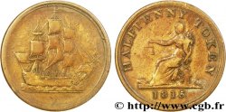 ROYAUME-UNI (TOKENS) 1/2 Penny voilier voguant vers la droite / allégorie du commerce 1815  TB 
