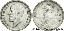 RUMANIA 1 Leu Charles Ier / paysanne, variété à tranche convexe 1914  MBC+ 