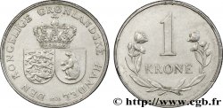 GROENLAND 1 Krone deux écus accolés et couronnés 1960 Copenhague TTB 
