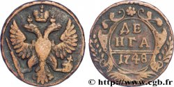 RUSSIA 1 Denga (1/2 Kopeck) aigle bicéphale 1748 Moscou ou Ekaterinbourg VF 