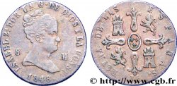 SPAIN 8 Maravedis Isabelle  1848 Jubia XF 