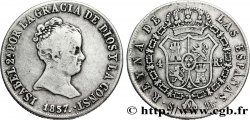ESPAGNE 4 Reales Isabelle II / écu couronné au collier 1837 Séville