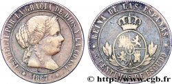 ESPAGNE 5 Centimos de Escudo Isabelle II / écu couronné 1867 Oeschger Mesdach & CO